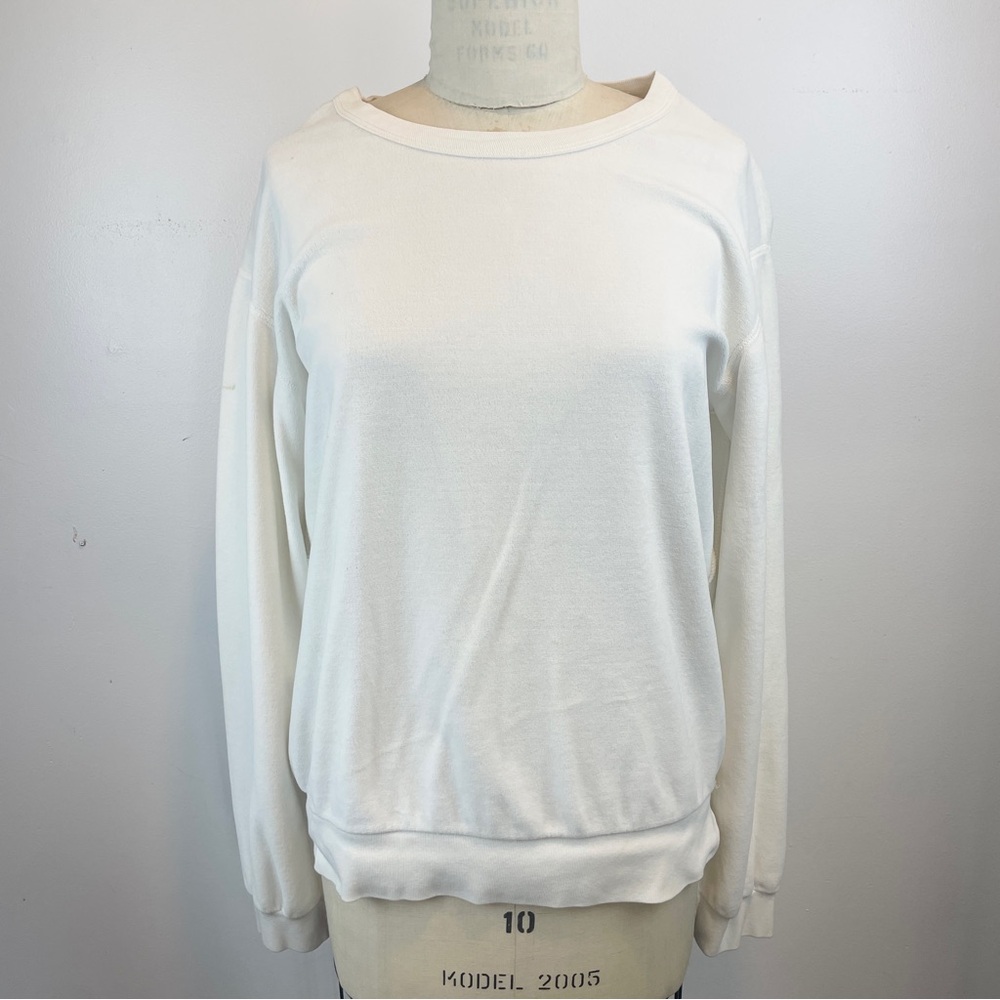 90s Vintage Sonia Rykiel white velour sweatshirt long sleeve pullover sweater